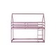 preview thumbnail 10 of 16, Pink Wood House Roof Twin over Twin Floor Bunk Bed with Ladder,Guardrails
