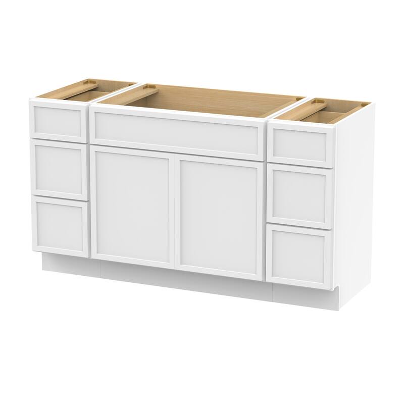 Vanity Art 63" Birch Freestanding Bathroom Vanity Cabinet without Top