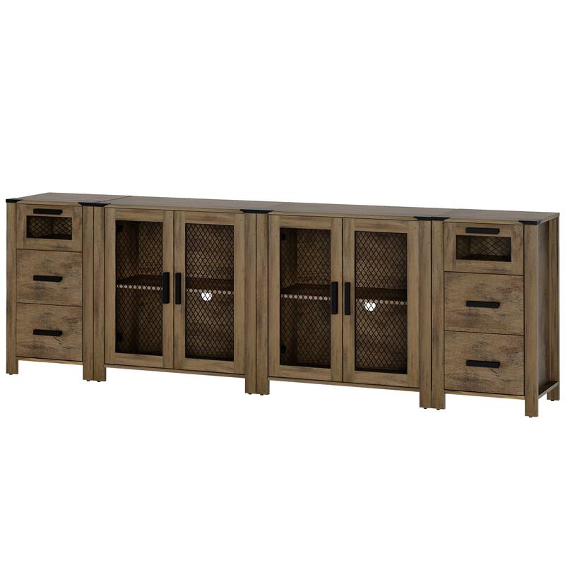 WAMPAT TV Stand set for ups to 100 inch TV,Drawers Storage Cabinets - 1 Pack