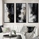 preview thumbnail 1 of 5, Designart "Black Textured Splash Paint Art III" Abstract Painting Framed Wall Art Set Of 3 For Office Decor 38 in. wide x 20 in. high - 3 Panels - Black