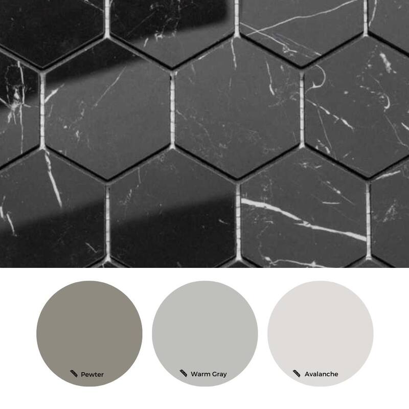 The Tile Life Stately Hex 11x14 Nero Marquina Porcelain Floor & Wall Tile