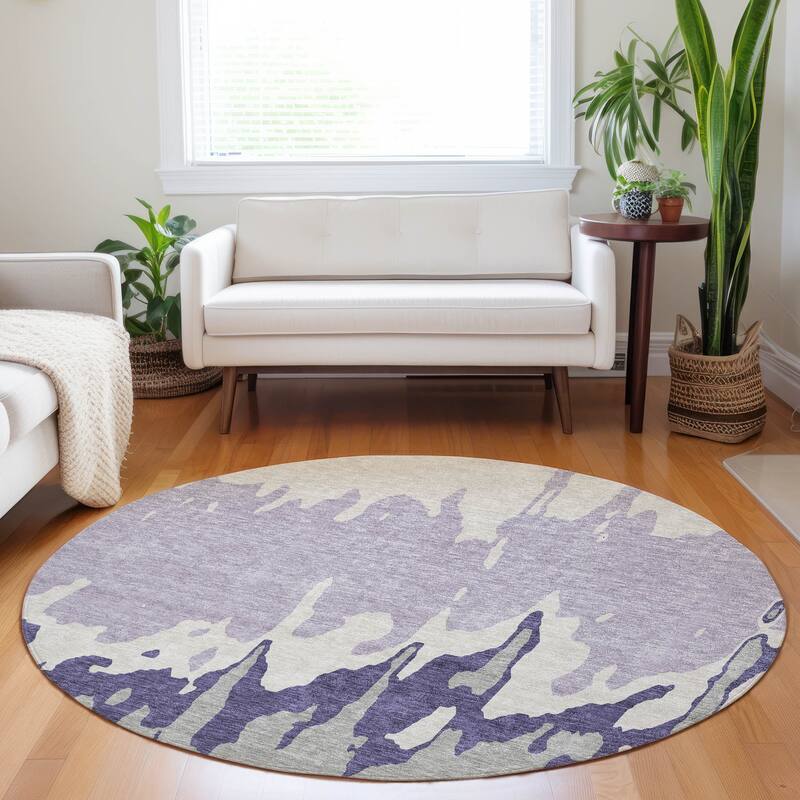 Machine Washable Indoor/ Outdoor Modern Abstract Chantille Rug