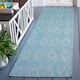 SAFAVIEH Courtyard Marolyn Indoor/ Outdoor Waterproof Patio Backyard Rug - 2'3" x 12' Runner - Aqua/Aqua