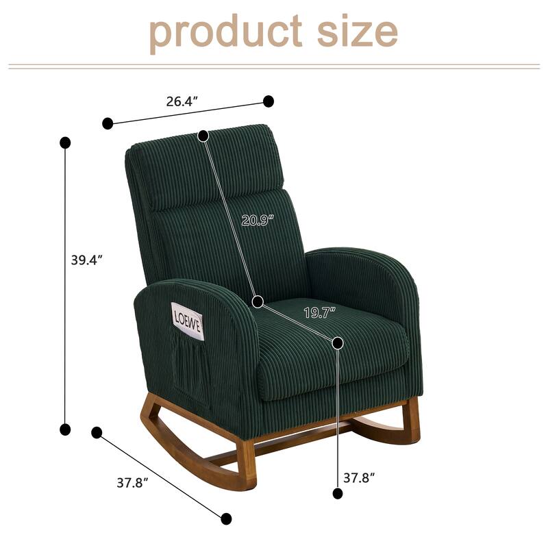 Comfortable fabric lounge rocker, corner reading rocker for living room