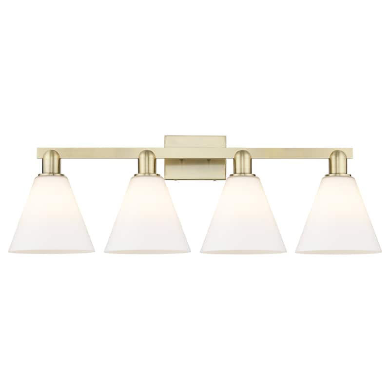 Innovations Lighting Endless Possibilities Arcadia - Berkshire Glass - 4 Light 35" Bath Vanity Light - Antique Brass/Matte White