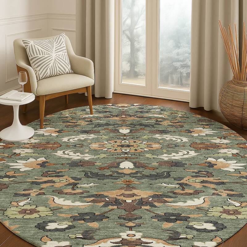 Machine Washable Indoor/ Outdoor Traditional Lanelle Chantille Rug