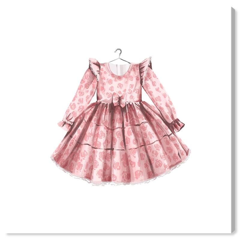 Wynwood Studio Canvas Fashion and Glam Petite Floral Dress Pink and Rose Pink Traditional Wall Art Canvas Print