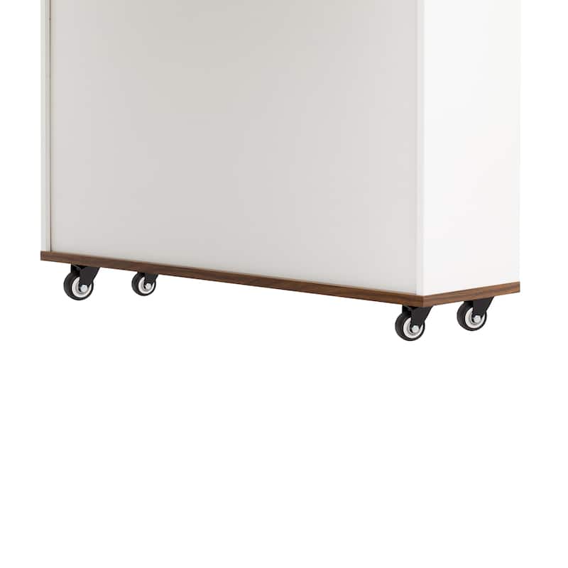 Rolling Kitchen Island with Extendable Table, Drawers, Power Outlet and Brake lock, Storage Cabinet