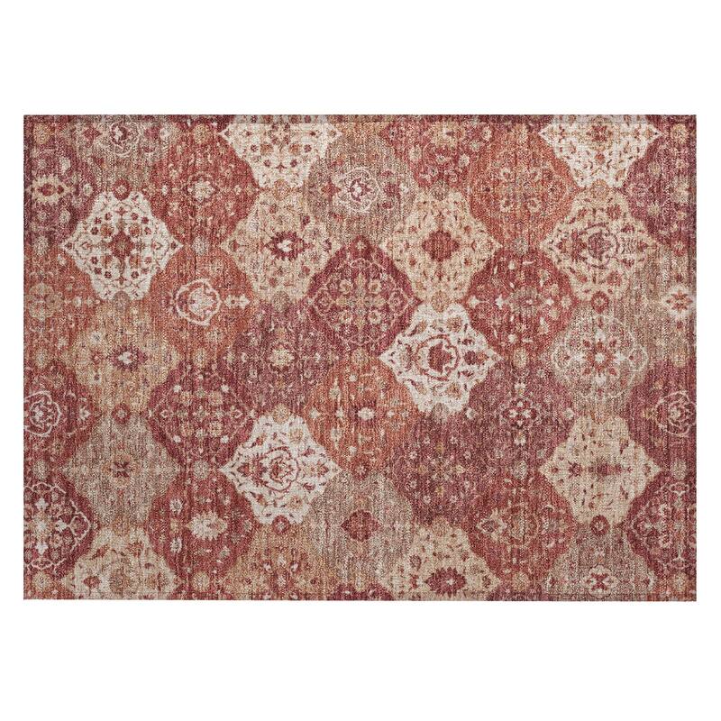 Machine Washable Indoor/ Outdoor Traditional Panel Chantille Rug