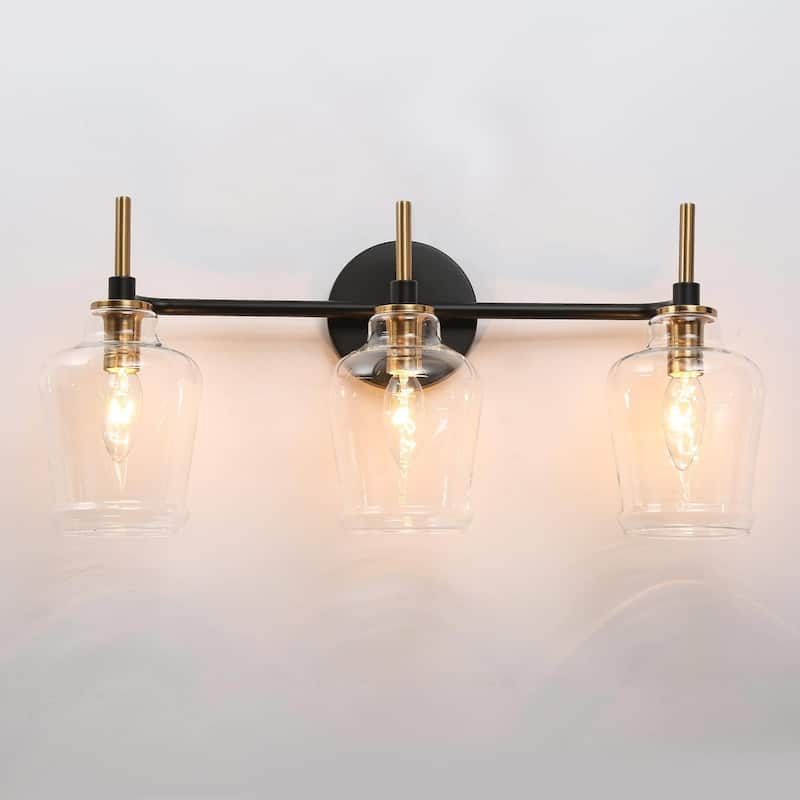 Modern 2/3/4-Light Black Gold Bathroom Vanity Lights Linear Glass Wall Sconces