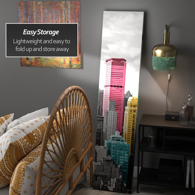 Handmade Wood and Canvas Double-sided New York Scene Room Divider (China)