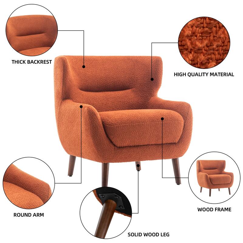 XINMICS Tufted Accent Chair, Wingback Upholstered Armchair for Living Room, Bedroom, Set of 2
