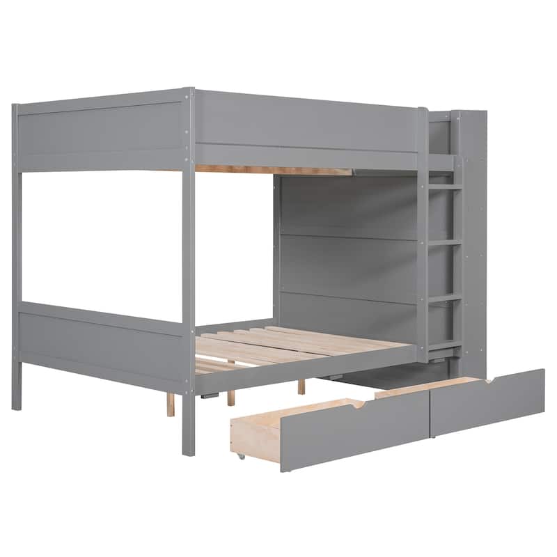 Wood Bunk Bed with Drawers