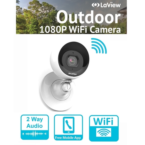 LaView Wifi 1080P Outdoor Security Camera with Micro SD Storage, 2-Way Audio, Night Vision, Motion Detection, Free Remote View