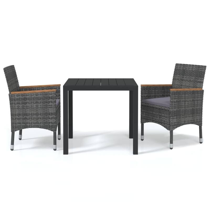 vidaXL Patio Dining Set with Cushions Poly Rattan