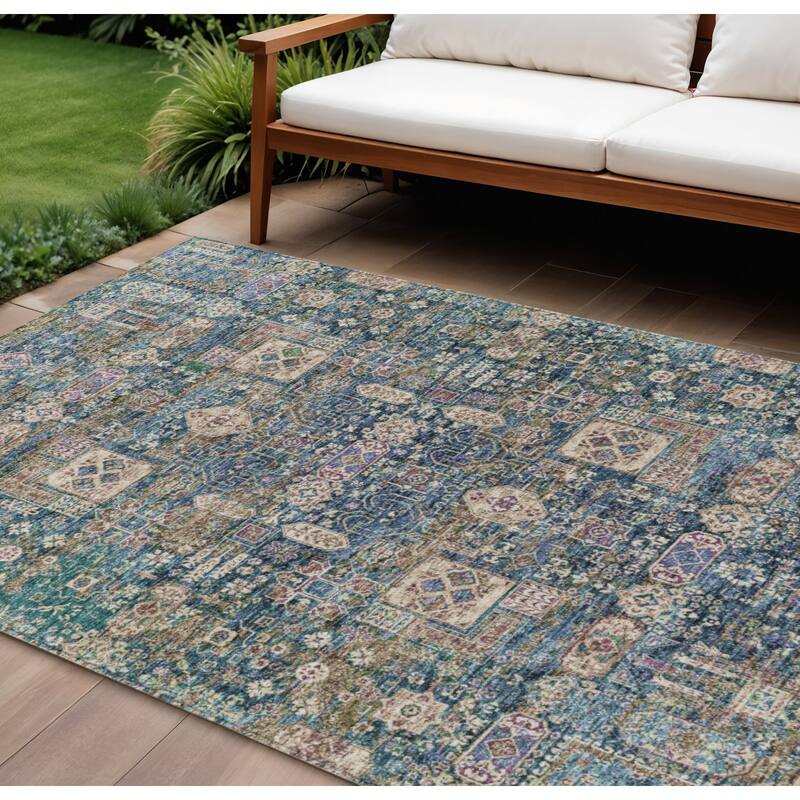 HomeRoots Oriental Transitional Rectangle Outdoor Rug - 8' X 10'