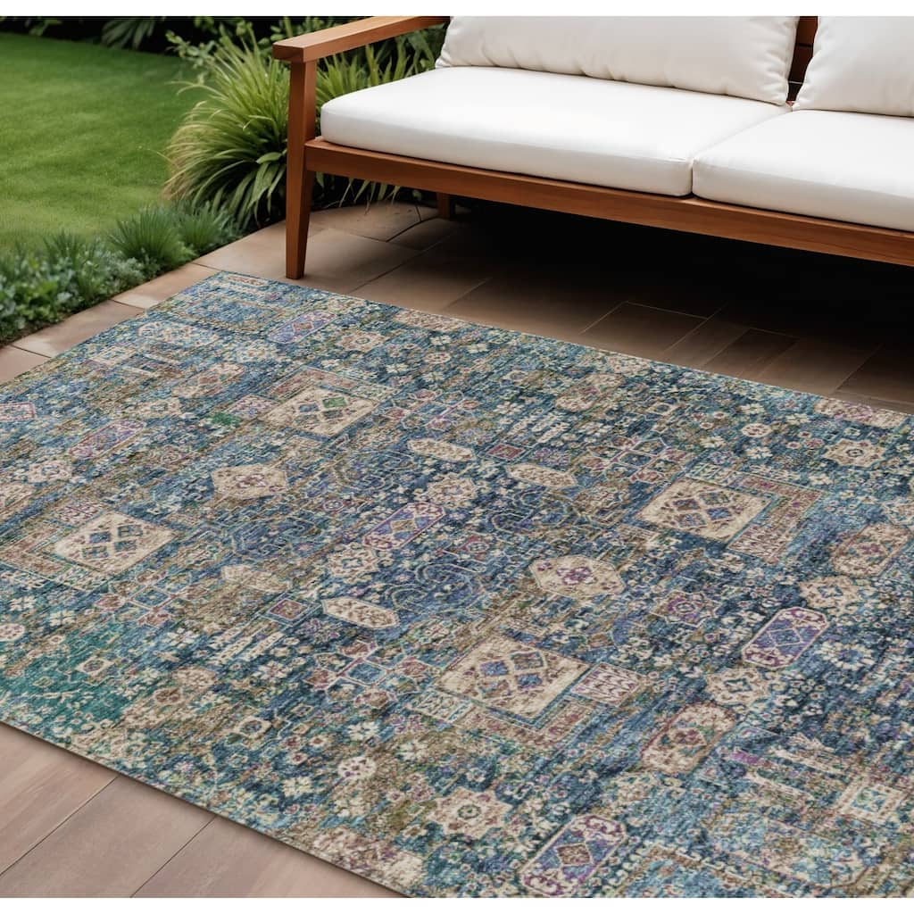 HomeRoots Oriental Transitional Rectangle Outdoor Rug