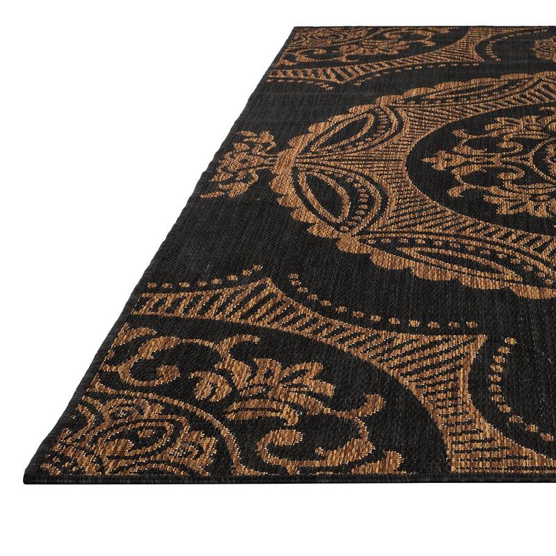Beverly Rug Blue Medallion Indoor Outdoor Rug, Outside Carpet for Patio, Deck, Porch