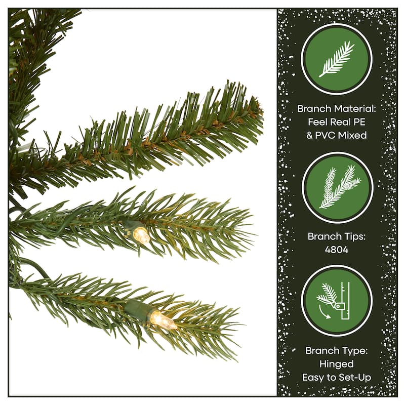 National Tree Company 9 ft. Feel Real Jersey Fraser Medium Fir Hinged Tree, 1500 Clear Lights - 9 Foot
