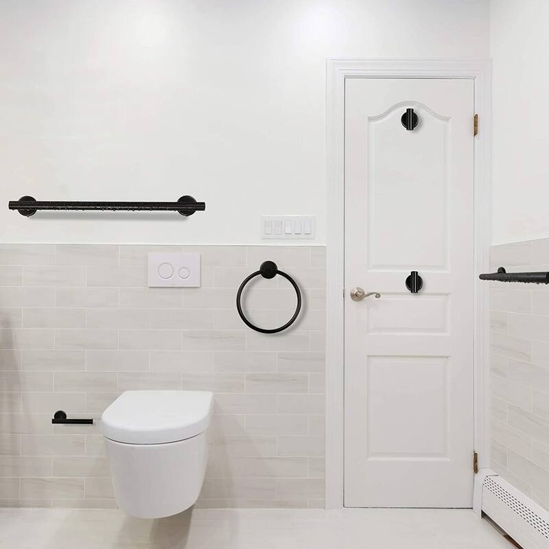 Modern 6 Piece Stainless Steel Bathroom Towel Rack Set Wall Mount