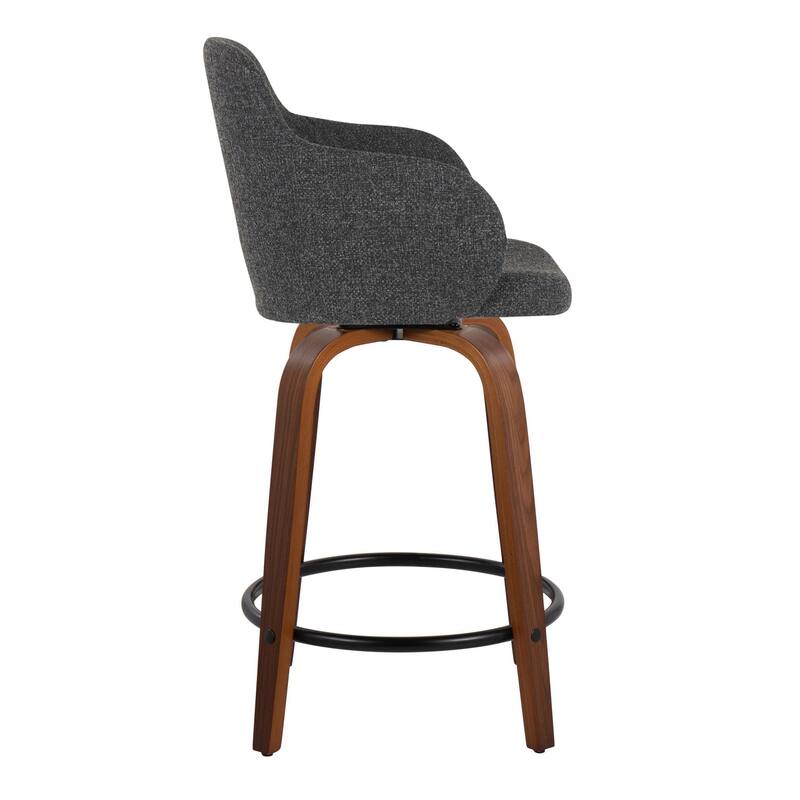 Carson Carrington Iglabo 24" Fixed-Height Counter Stool with Bent Wood Legs and Round Footrest (Set of 2)