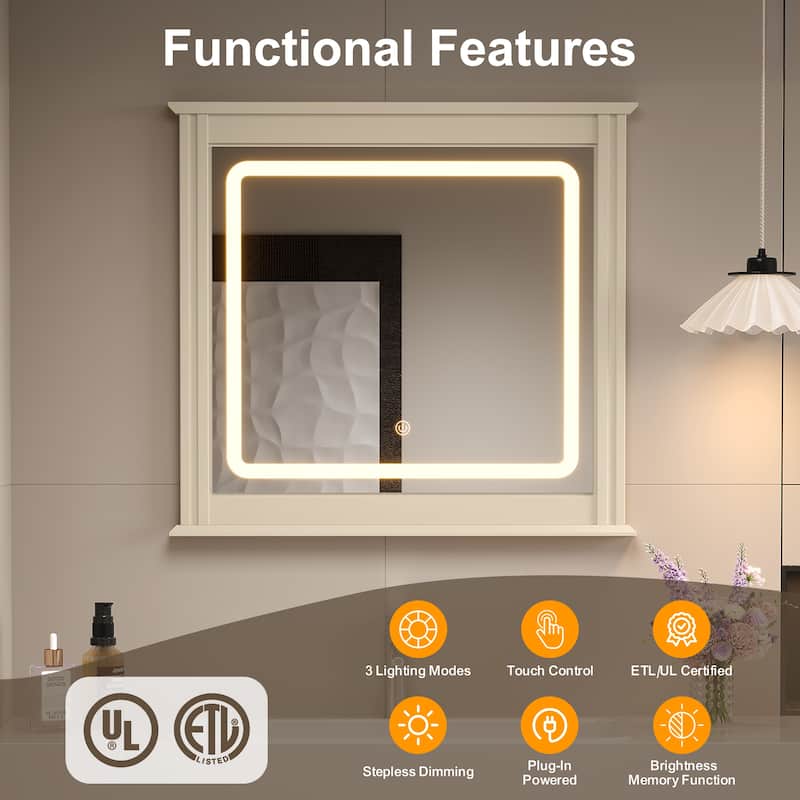 Smart LED Vanity Mirror with 3-Color Light