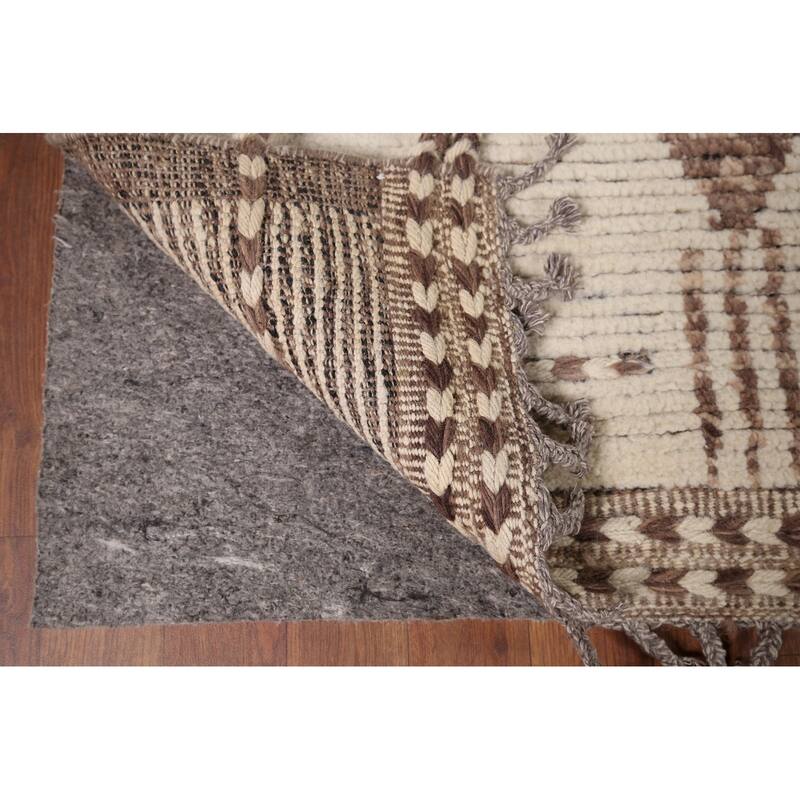 All-Over Striped Moroccan Area Rug Handmade Wool Carpet - 7'11" x 11'2"