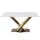 preview thumbnail 21 of 75, Voren Modern Rectangular Dining Table, Sintered Stone/Tempered Glass Top & Stainless Steel Gold Finish Pedestal Base