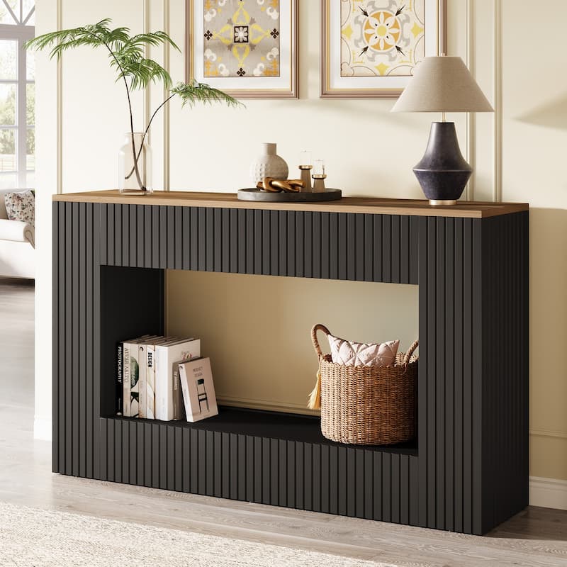 Modern Console Table, 55-Inch Wood Entryway Table with Storage