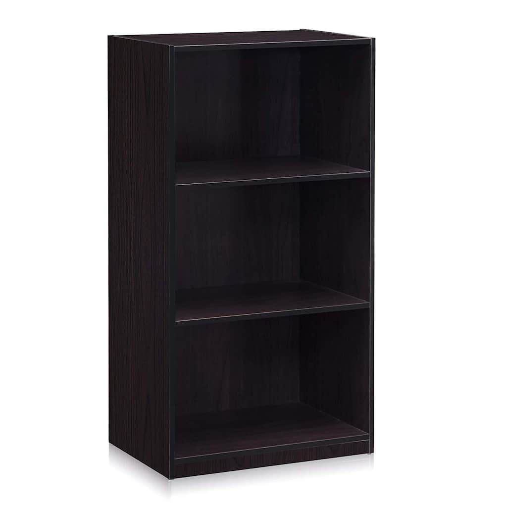39.5 in. Tall Walnut Wood 3-Shelf Bookcase