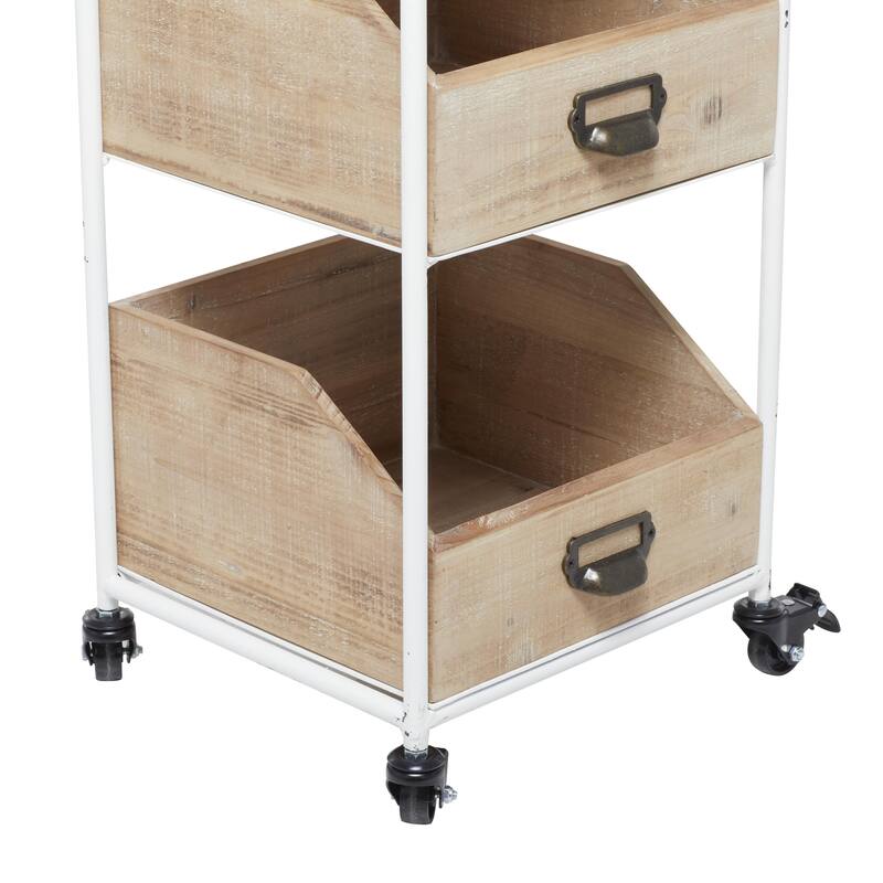 Wood Rolling 3 Drawer Storage Cart - Brown - Roche River Decor
