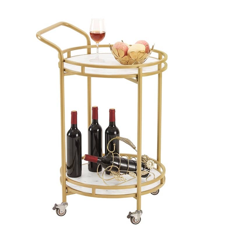 ROSEN GARDEN Metal Round Rolling Bar Cart