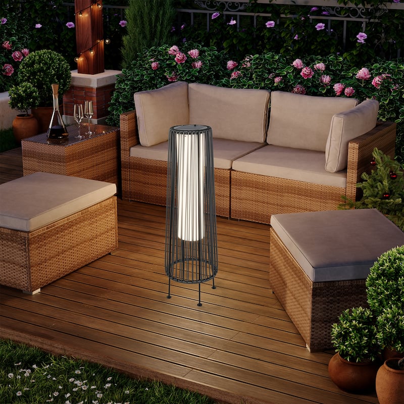 Solar Powered Outdoor Floor Lamp Resin Wicker Outdoor Lamps