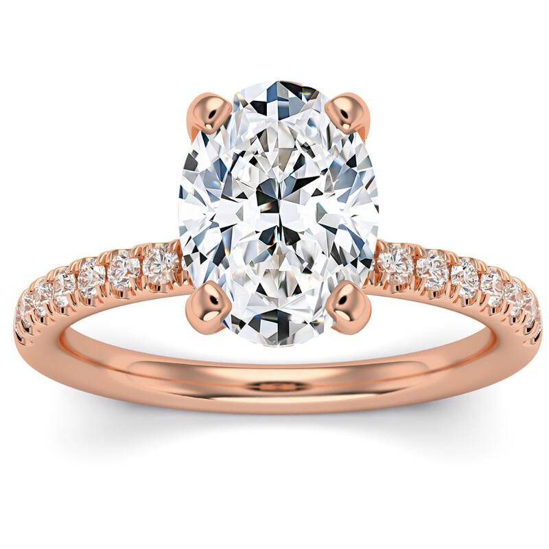 Bliss Diamond 3 1/2Ct Oval Diamond Engagement Ring Lab Grown in Gold Hidden Halo - 6 - Rose