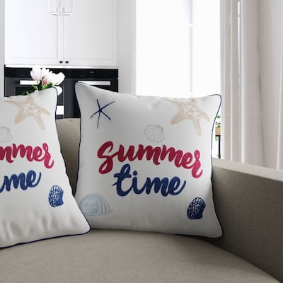 Porch & Den 'Summertime' Coastal White Accent Pillows (Set of 2)