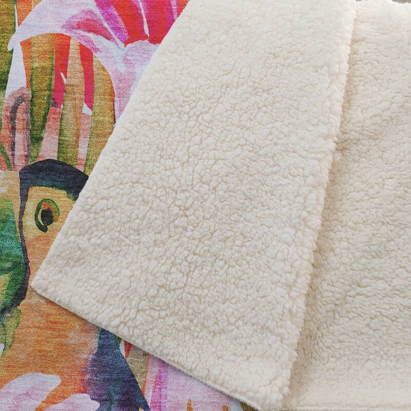 Premium Machine Washable ASB200 Parrot Jungle Sherpa Throw Blanket