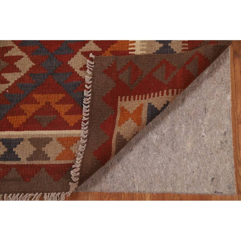 Reversible Kilim Area Rug Hand-woven Living Room Wool Carpet - 5'0" x 6'7"