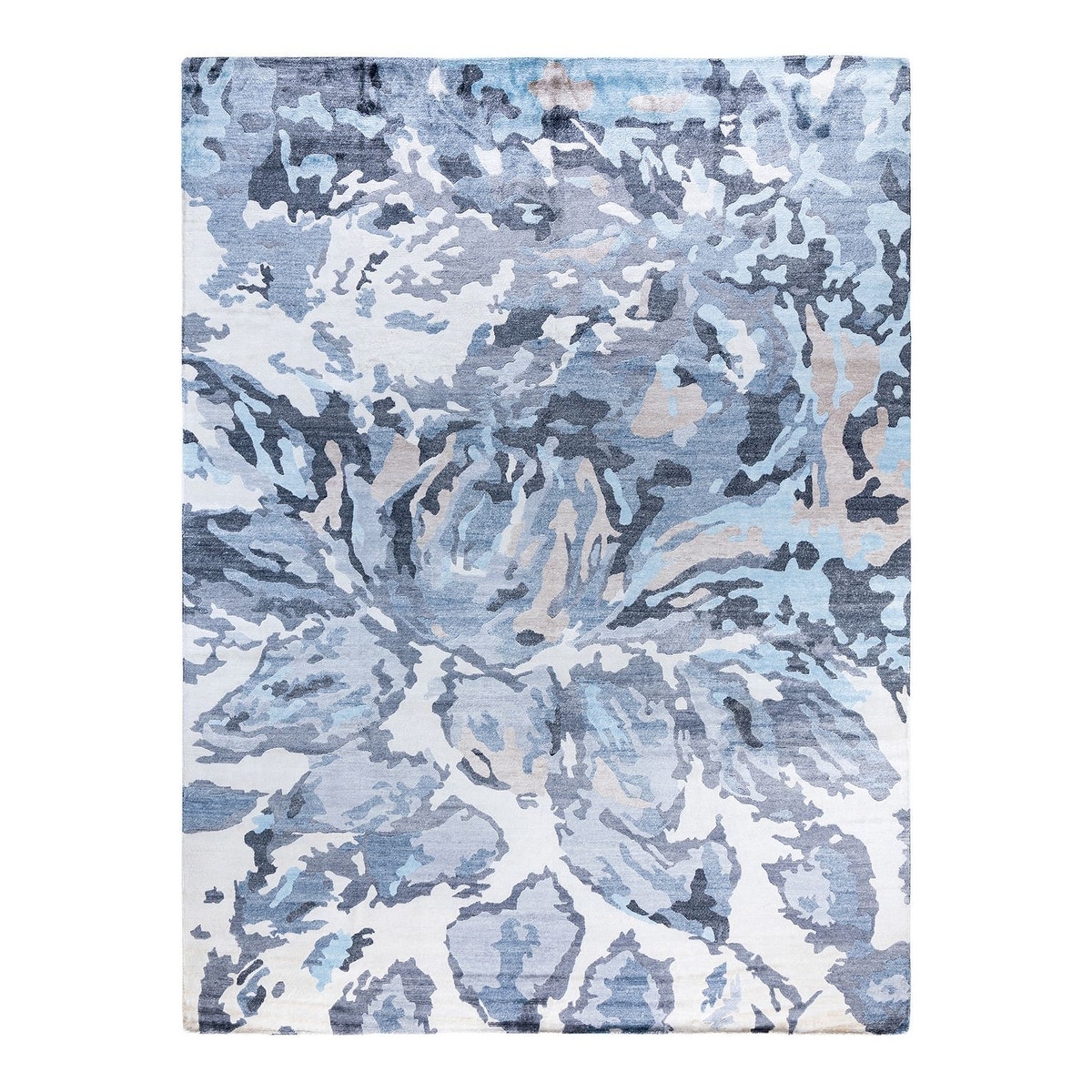 Modern One-of-a-Kind Hand-Knotted Area Rug, Blue - 9' 1" x 12' 1"
