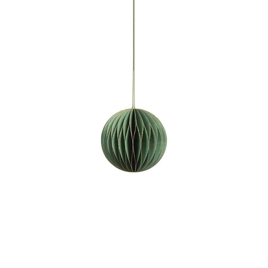 Miriam 3.5" Paper Deco Ball Ornaments- Green, Set of 12