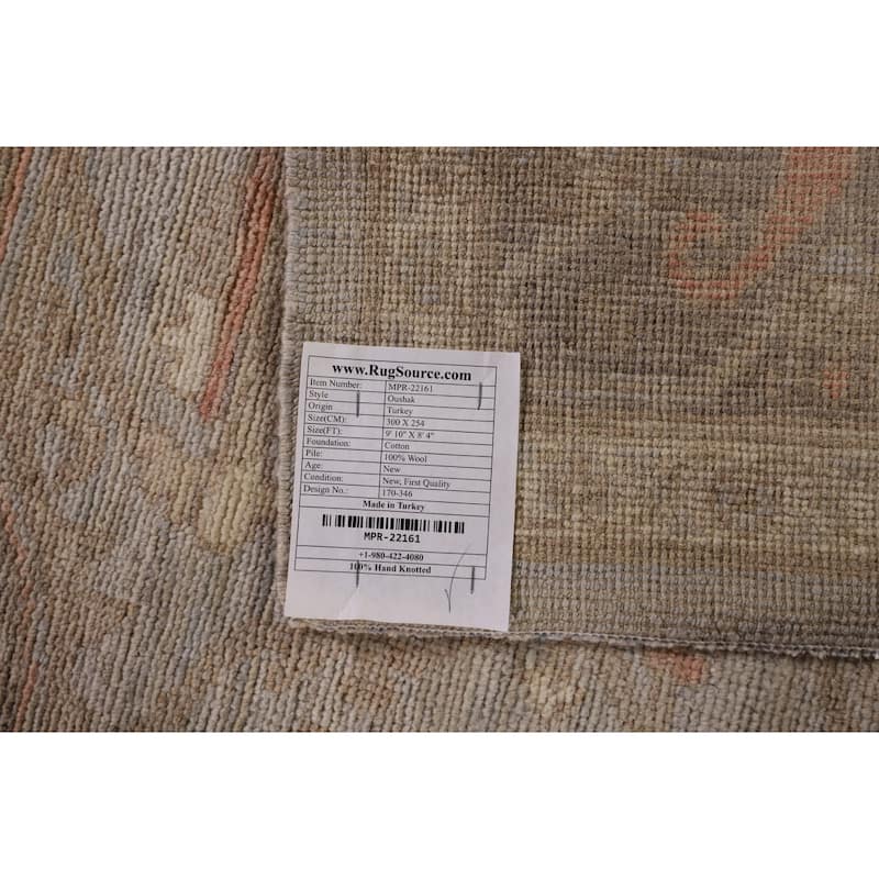 Vegetable Dye Oushak Area Rug Handmade Grey Wool Carpet - 8'4" x 9'10"