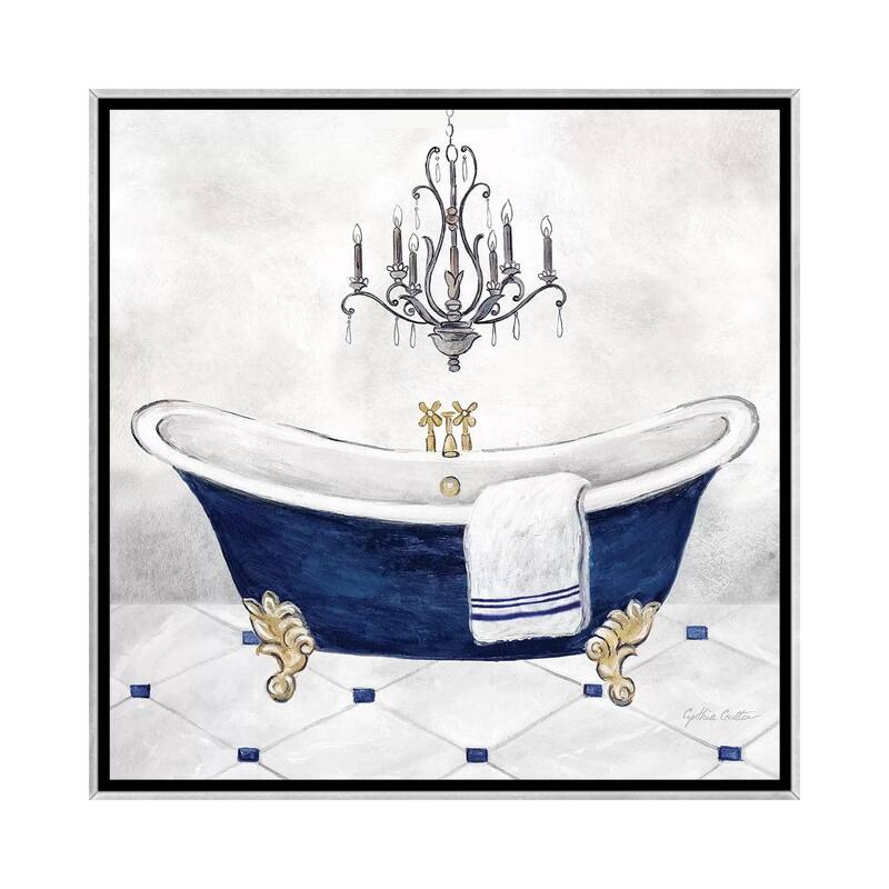iCanvas "Navy Blue Bath II" by Cynthia Coulter Framed