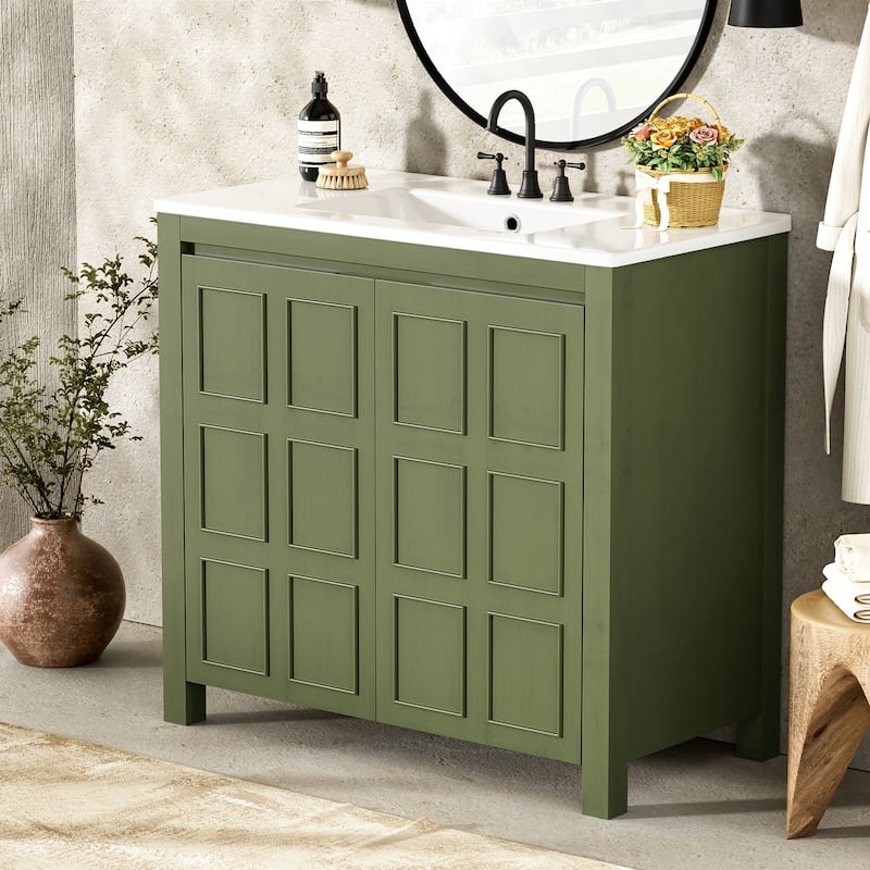 36 "Ceramic Sink Bathroom Vanity Set with Storage Cabinet Organizer‌.