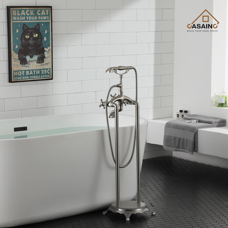 CASAINC 2-Function Free Standing Bathtub Faucet with 360 Degree Swivel Spout