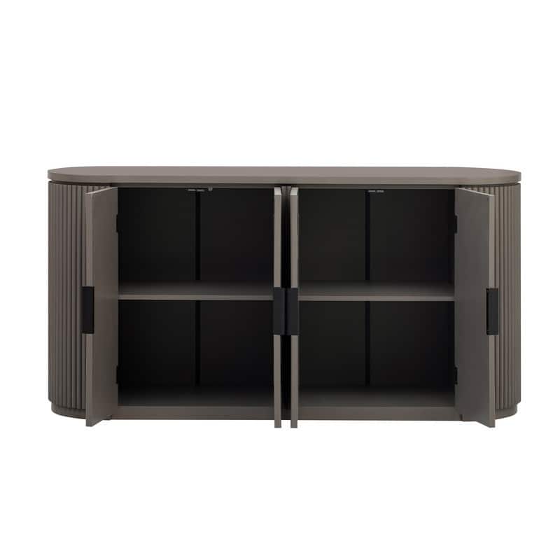 63''W 4-Door Storage Cabinet with Metal Handles - N/A