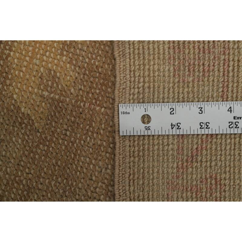 Hand Knotted Transitional Wool Carpet Brown Oushak Rug Geometric Area Rug - 12' 10'' X 9' 3''
