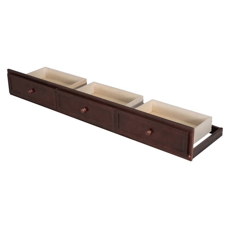 Twin-Over-Full Bunk Bed with Drawers, Ladder, and Storage Staircase in Espresso