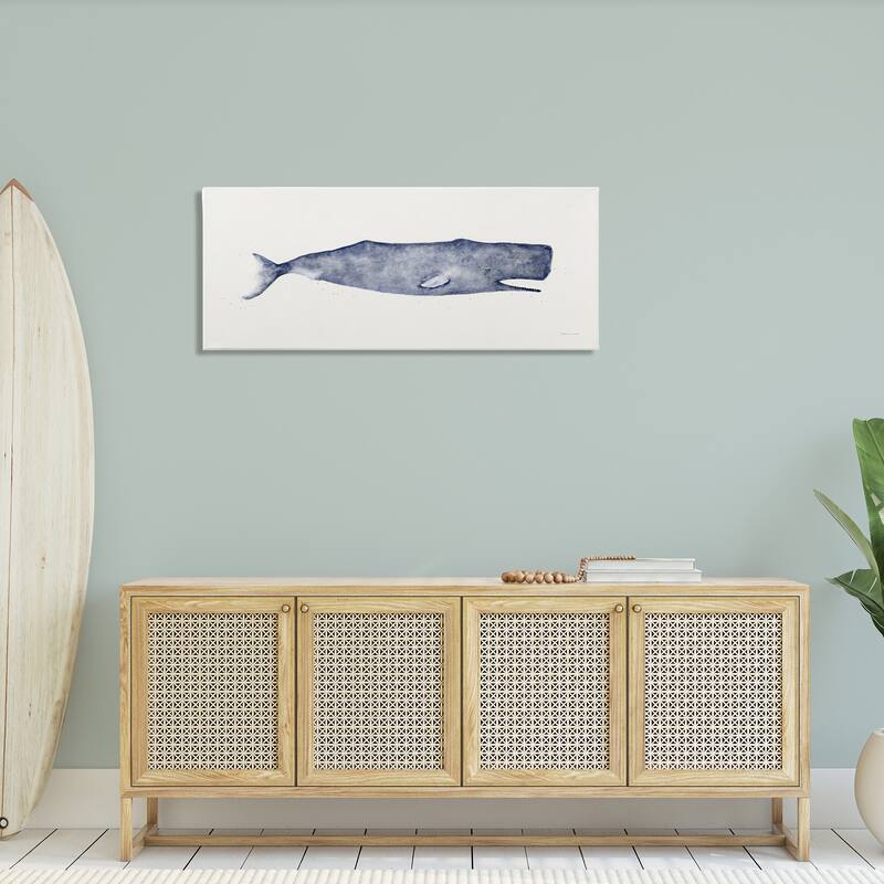 Stupell Classic Whale Watercolor Blue Illustration, Canvas, 10 x 1.5 x 24, Made in USA