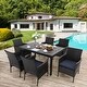 preview thumbnail 20 of 30, Seats of 7 & 9 Outdoor Dining Table Sets, Expandable Rectangular Metal Dining Table and 6 / 8 Rattan Chairs