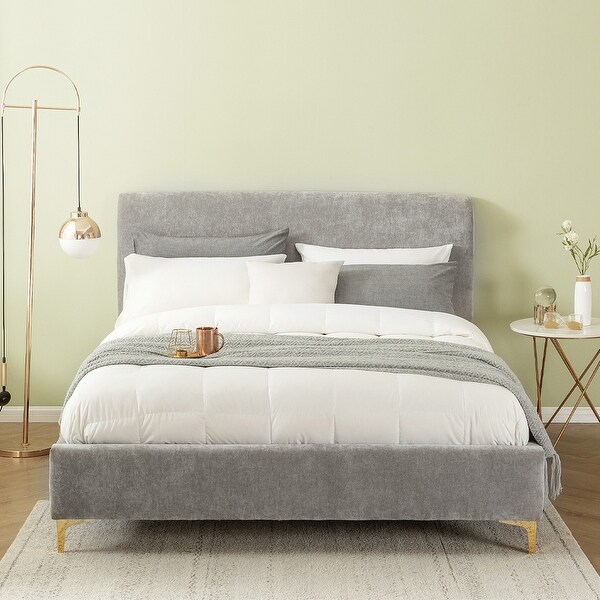 GEORGIA Distressed Velvet Fully Upholstered Queen-size Platform Bed. Opens flyout.