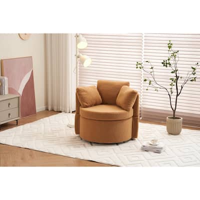 360° Swivel Chair with Storage and Throw Pillows